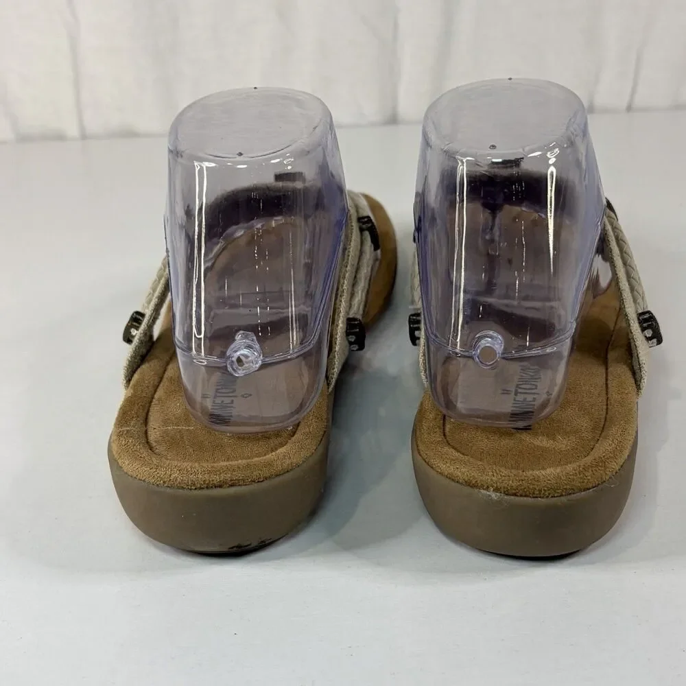 Minnetonka Silverthorne 360 Womens Beige Flip-Flops Sandals Beads Shoes 9